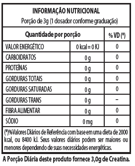 Imagem Informação Nutricional, Suplemento Creatina Hardcore Reload, Integralmédica