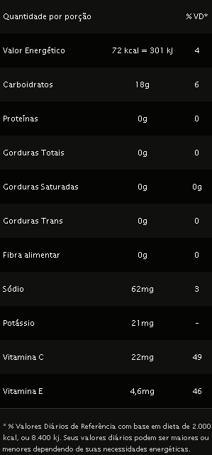 vo2 energy gel pre treino tabela nutricional