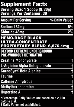 Hemo Rage Black Tabela nutricional